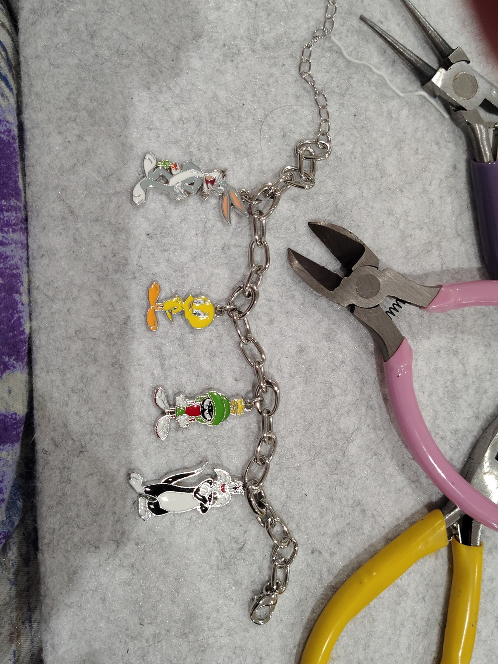 Silver Multi-Charms Pet-Themed Bracelet with Colorful Enamel Accents